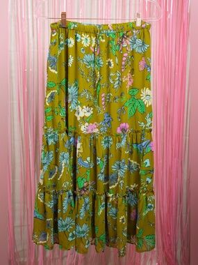 aerie Floral Tiered Maxi Skirt SZ L